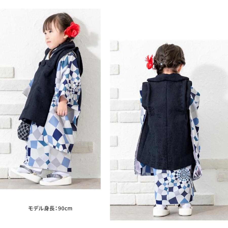 七五三 着物 3歳 レンタル 女の子 被布 フルセット 紺系 青系 七五三 着物 3歳 レンタル 女の子 被布 フルセット 紺系 青系
