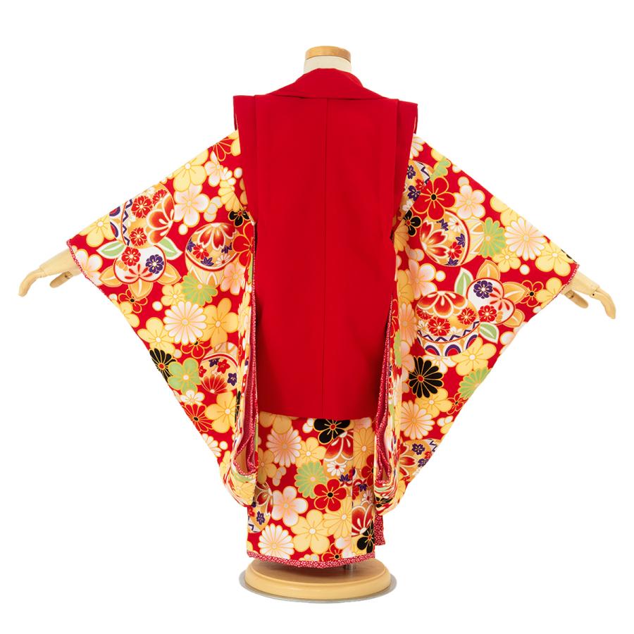SOUBIEN レンタル 七五三 女の子 3歳 着物 被布 フルセット 赤