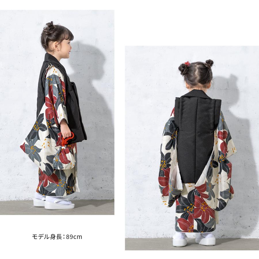 七五三 着物 3歳 レンタル 女の子 被布 フルセット 黒 白 百合 七五三 着物 3歳 レンタル 女の子 被布 フルセット 黒 白 百合