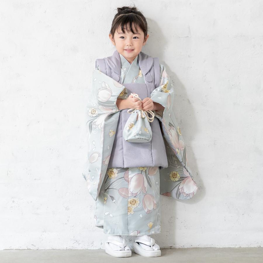 Begin掲載 【チューリップ】七五三 3歳 着物 被布コート8点セット