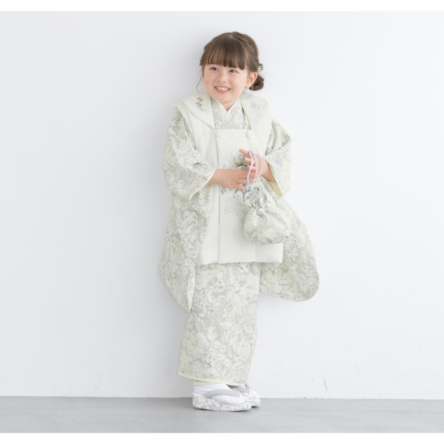七五三 着物 3歳 レトロ レンタル 女の子 被布 フルセット 白 七五三 着物 3歳 レトロ レンタル 女の子 被布 フルセット 白