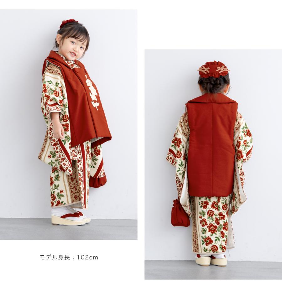七五三 着物 3歳 レトロ レンタル 女の子 被布 フルセット 赤 七五三 着物 3歳 レトロ レンタル 女の子 被布 フルセット 赤