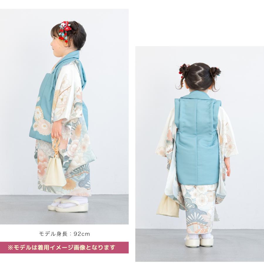 七五三 3歳 着物セット 水色 花柄 レンタル】七五三 着物 3歳 レンタル 女の子 被布着物10点セット「白地