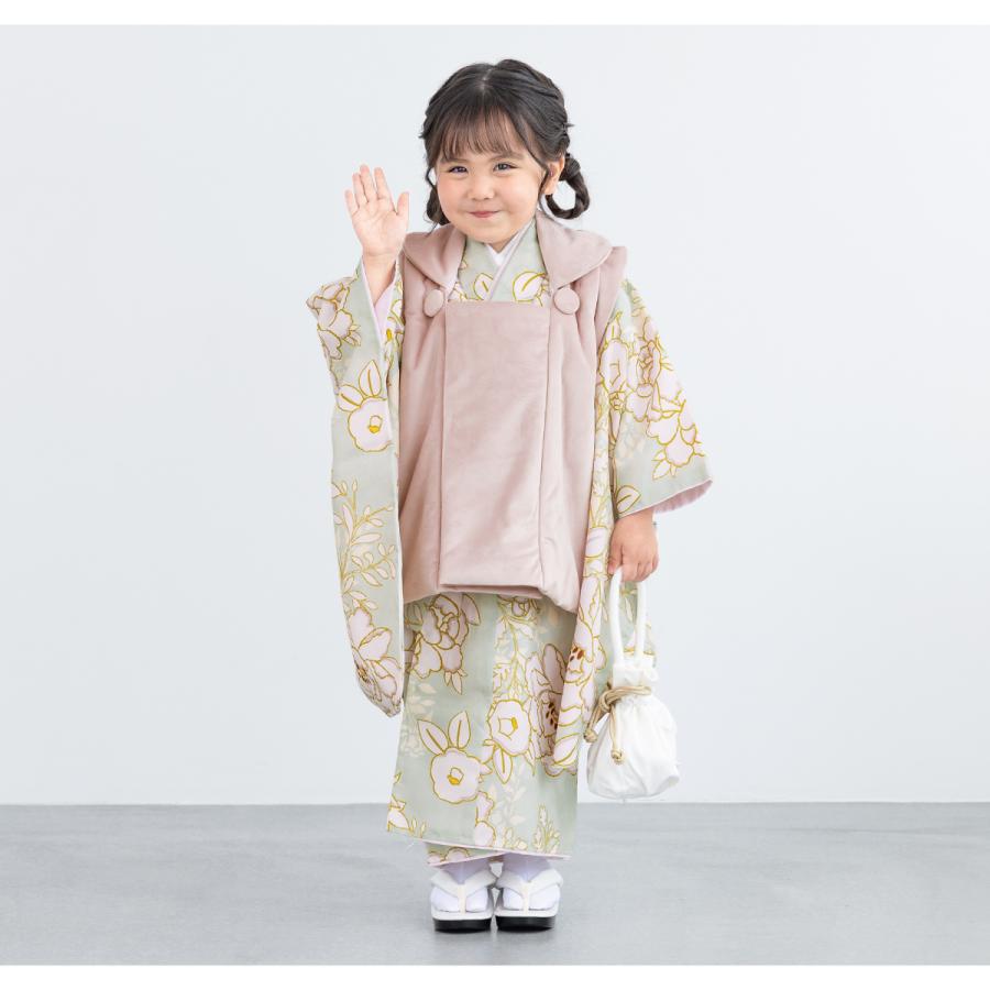 レンタル 七五三 女の子 3歳 着物 被布 フルセット floro 若に咲く花霞