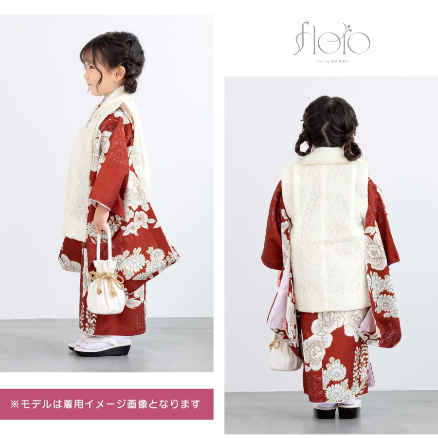 レンタル 七五三 女の子 3歳 着物 被布 フルセット floro 紅染に