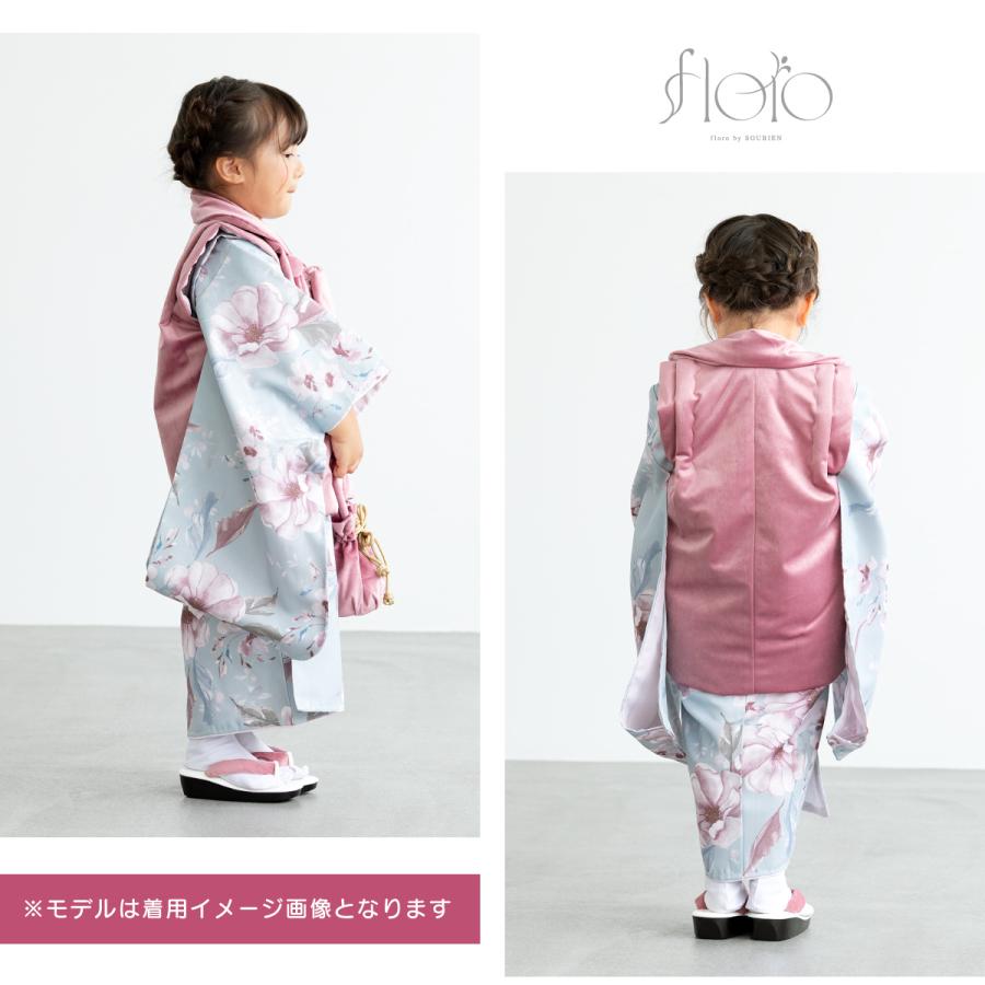 レンタル 七五三 女の子 3歳 着物 被布 フルセット floro 秘色の撫子