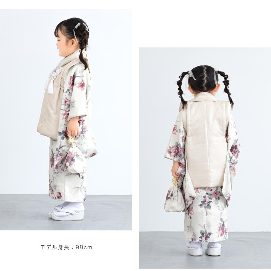 レンタル 七五三 女の子 3歳 着物 被布 フルセット ベージュ ホワイト