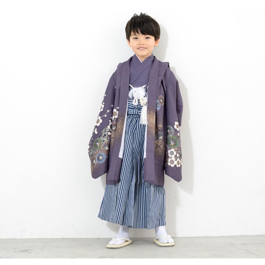 七五三 着物 レンタル 5歳 男の子 フルセット 袴セット 紫 七五三 着物 レンタル 5歳 男の子 フルセット 袴セット 紫