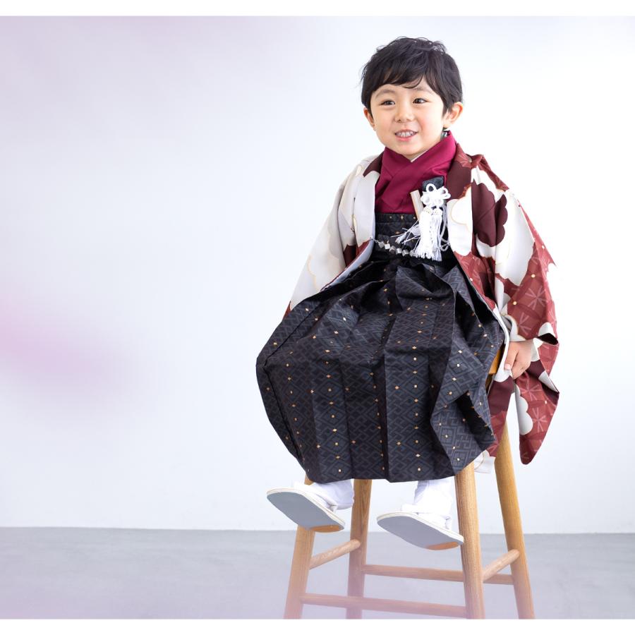 七五三 フルセット レンタル 5歳 着物 羽織 男の子 袴セット 赤