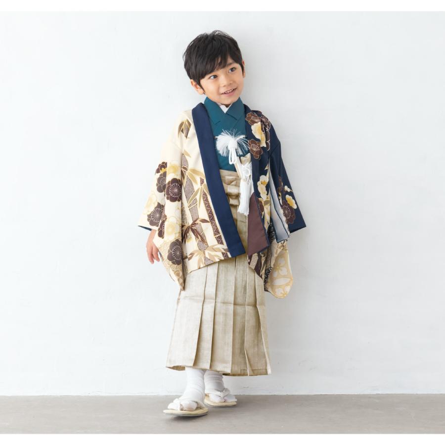 七五三　5歳　正絹　羽織　袴セット　ネイビーコーデ 七五三最大10%OFF10/2迄)七五三 着物 男の子 5歳 羽織袴セット