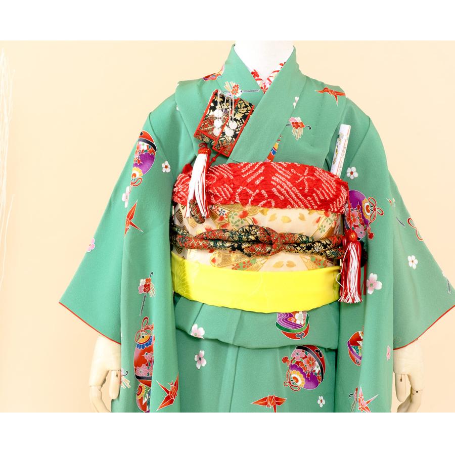 SOUBIEN（創美苑） 七五三 着物 レンタル 5歳 女の子 フルセット 緑