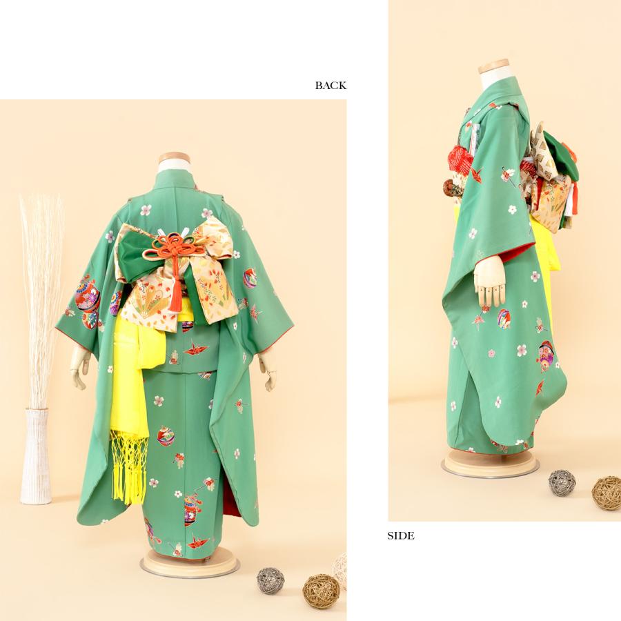 SOUBIEN 七五三 着物 レンタル 5歳 女の子 フルセット 緑 グリーン 鈴