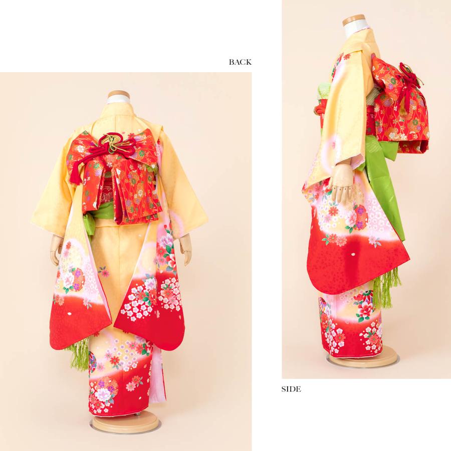 SOUBIEN 七五三 レンタル 7歳 着物 女の子 フルセット 黄色