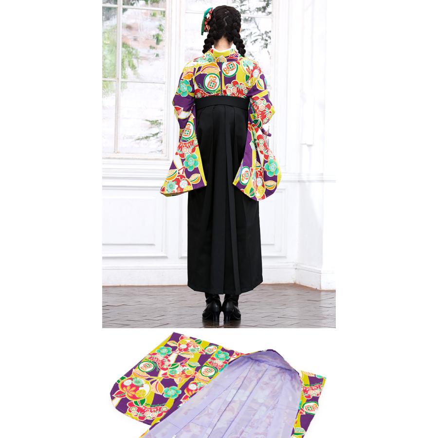 レンタル 卒業式 袴 女性 袴セット 紫 パープル 黄緑 黒 橘 桜 菊 松 