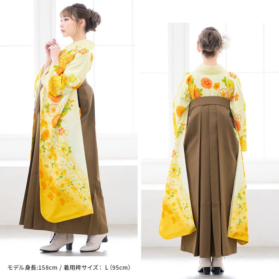 レンタル 卒業式 袴 女性 袴セット 黄色 イエロー 茶色 菊づくし レンタル 卒業式 袴 女性 袴セット 黄色 イエロー 茶色 菊づくし