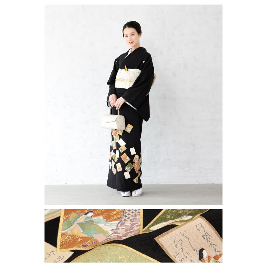 黒留袖 レンタル フルセット 結婚式 着物 黒 百人一首 五つ紋 丸 黒留袖 レンタル フルセット 結婚式 着物 黒 百人一首 五つ紋 丸