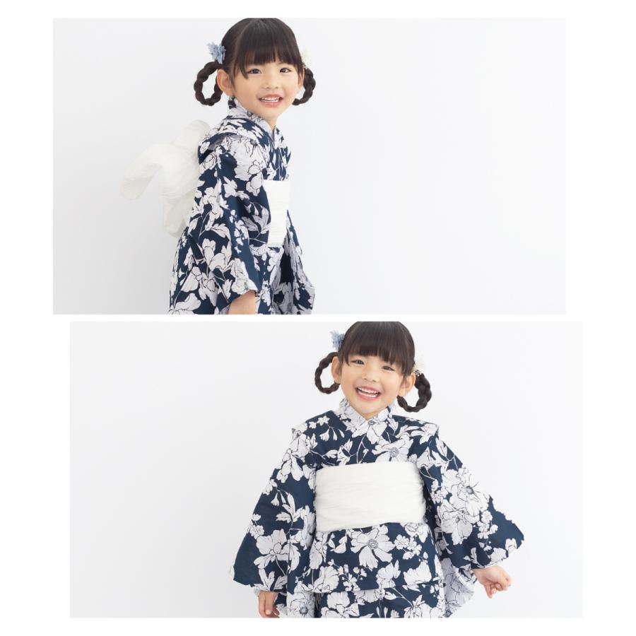 SOUBIEN（創美苑） 浴衣 子供 レンタル 女の子 浴衣セット ネイビー