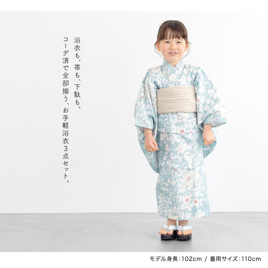 子供用浴衣　130   白地　カラフル手鞠　流水柄　美品　サイズ調整可能 tdm-t2-x23j-tk.jpg