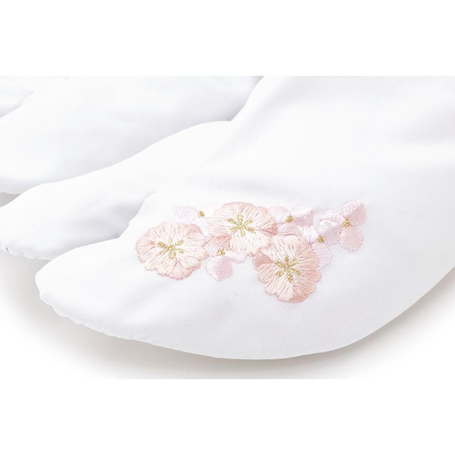 SOUBIEN（創美苑） 足袋 刺繍 白 ホワイト ピンク コハゼ 桜 小花 着物