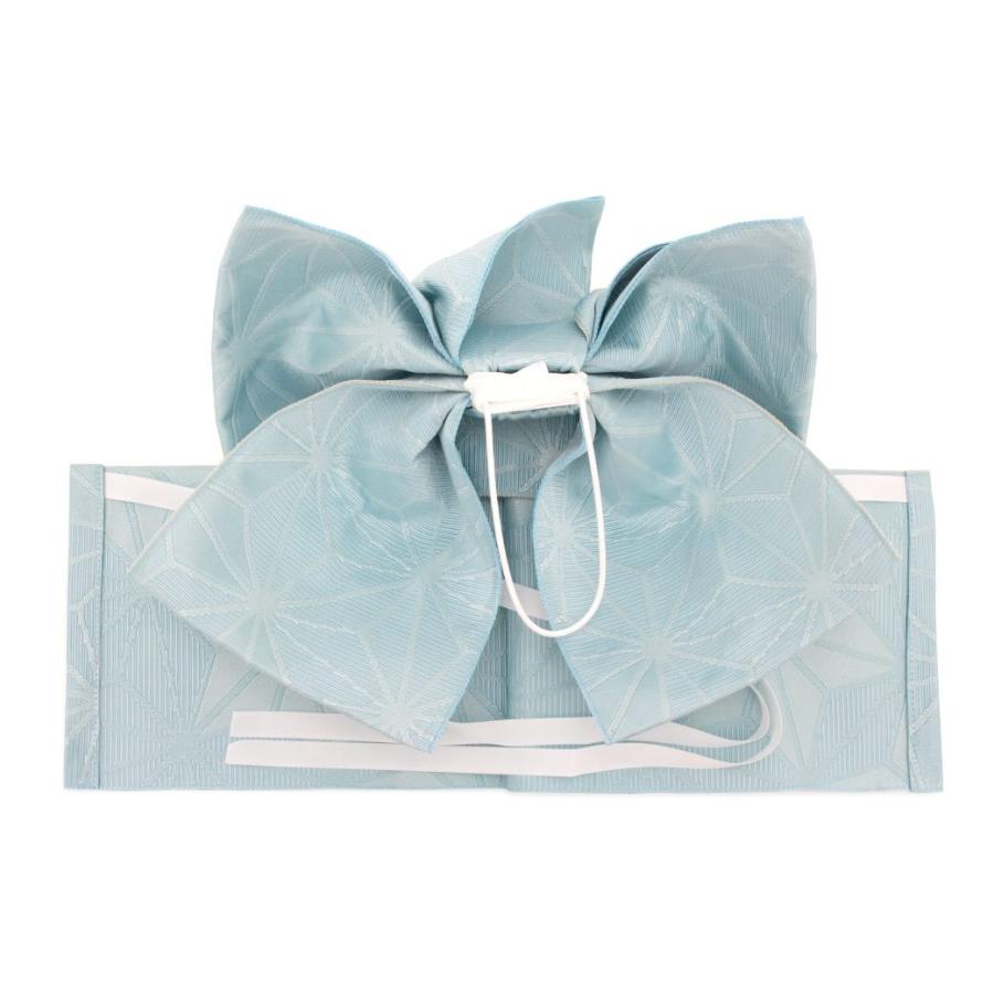 作り帯 浴衣 水色 ペールブルー 麻の葉 リボン りぼん 浴衣帯 結び帯 付帯 つくり帯 浴衣向け 日本製 Tobi065ok 3064 きもの館 創美苑 通販 Yahoo ショッピング