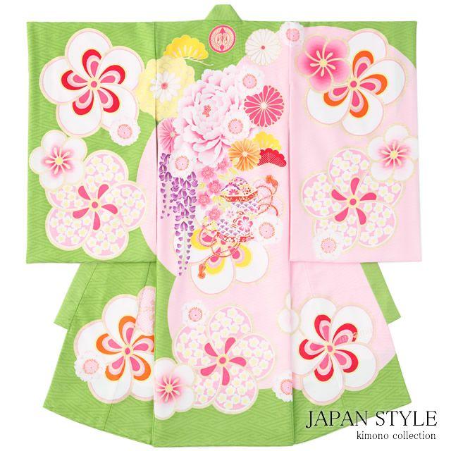 初着 産着 黄緑 梅 花 ブランド Japan Style ジャパンスタイル 女の子 女児 祝着 熨斗目 お宮参り 送料無料 Ub118m 5651 きもの館 創美苑 通販 Yahoo ショッピング