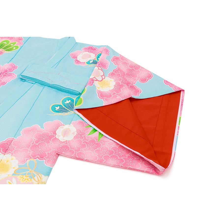 産着 女 女の子 販売 初着 水色 ライトブルー 花車 牡丹 梅 掛け着 うぶぎ 祝着 お宮参り ポリエステル お祝い 赤ちゃん_4
