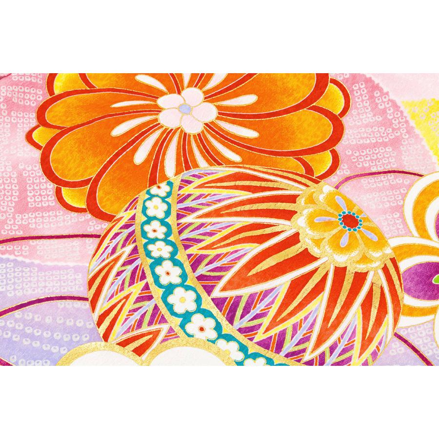 産着 女 女の子 販売 初着 桃色 ピンク 手鞠 鹿の子 花 掛け着 うぶぎ 祝着 お宮参り ポリエステル お祝い 赤ちゃん_2