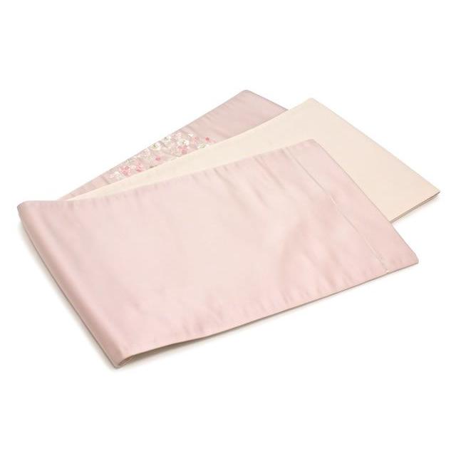 袋帯 訳あり 未仕立て ベビーピンク 桜 花丸紋 おび弘謹製 西陣 証紙NO607 お太鼓柄 カジュアル 小紋 紬 日本製の画像