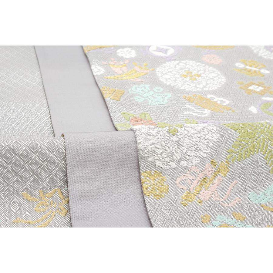 訳あり 袋帯 未仕立て 橋本テル織物 銀灰色 銀色系 シルバーグレー 宝