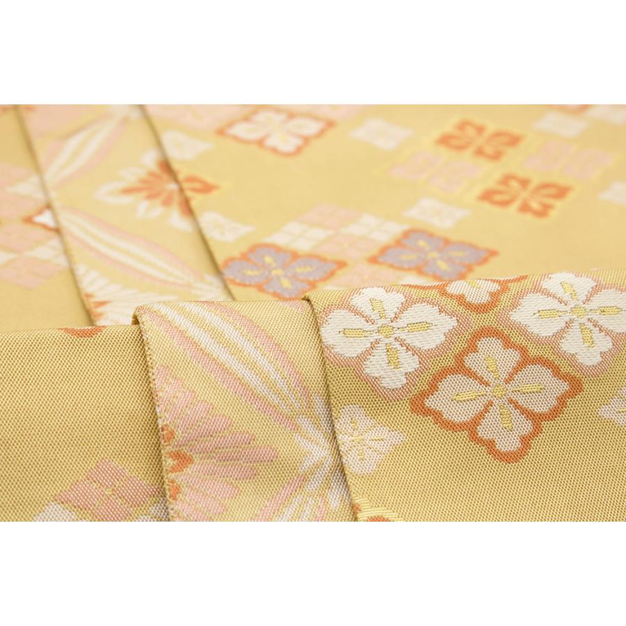 訳あり 袋帯 未仕立て 茶系 ライトブラウン 花菱 経錦 高島織物 京都西陣織 353 全通柄 フォーマルカジュアル 日本製 訳あり 袋帯 未仕立て 茶系 ライトブラウン 花菱 経錦 高島織物 京都