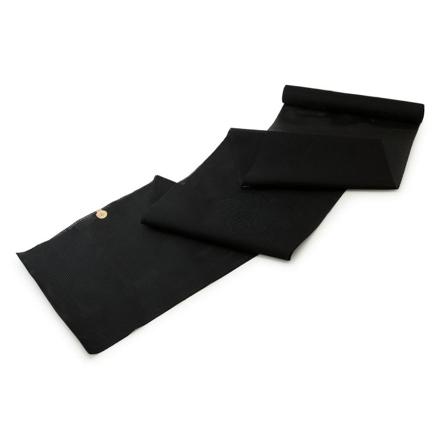 【未仕立て】訳あり 名古屋帯 九寸 太田長謹製 黒 蔦紋 家紋 絽 正絹 黒共帯 喪服 西陣織 720 お太鼓柄 三通柄 夏向き 反物 なごや帯 ブラックフォーマル お通夜 告別式 仏事 日本製 SOUBIEN（創美苑） 【未仕立て】訳あり 名古屋帯 九寸 太田長謹製 黒