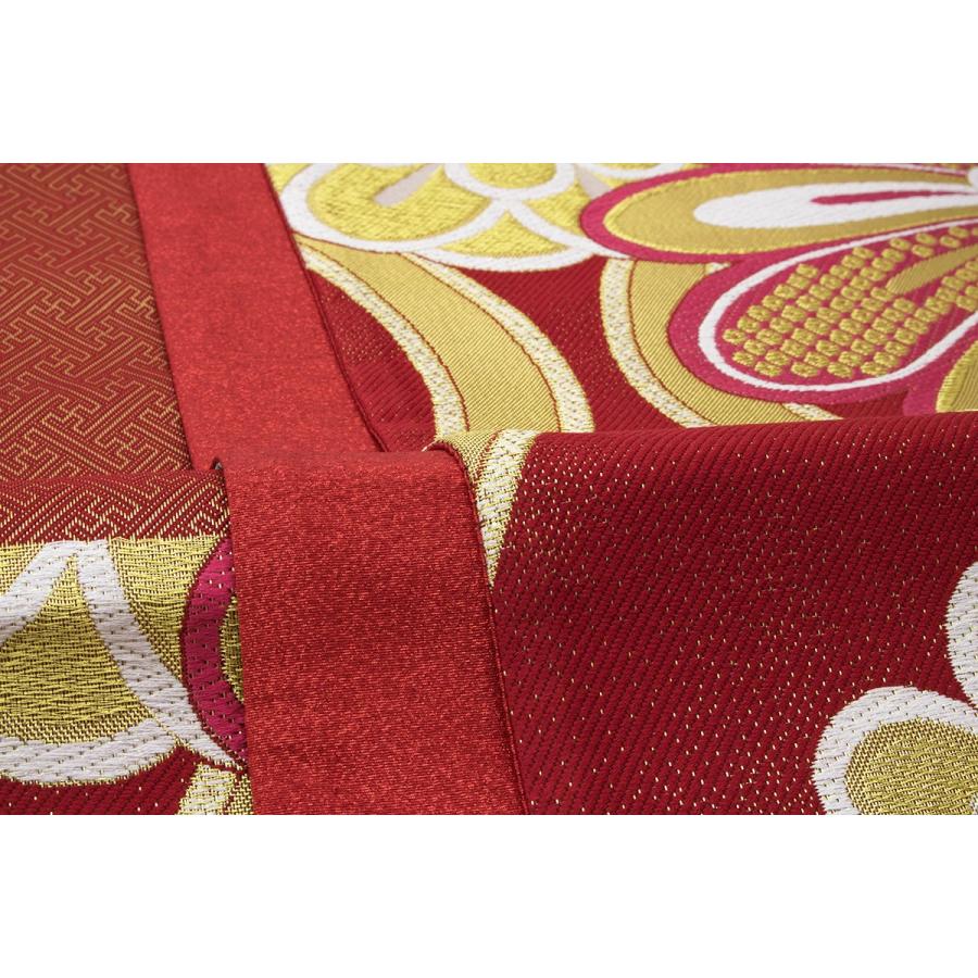 袋帯 振袖用 未仕立て 訳あり 大光謹製 赤 レッド 紫 ピンク 金色 菊 花 立涌 古典 京都西陣織 六通柄 成人式 結婚式 日本製 袋帯 振袖用 未仕立て 訳あり 大光謹製 赤 レッド 紫 ピンク 金色 菊