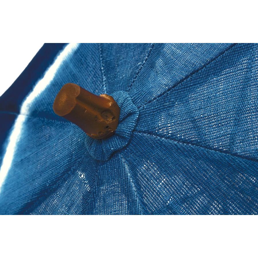 SOUBIEN（創美苑） 日傘 青 ブルー 藍 ネイビー よろけ縞 藍染 引染 麻