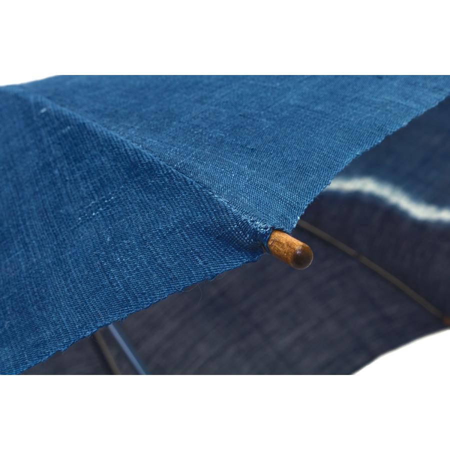 SOUBIEN（創美苑） 日傘 青 ブルー 藍 ネイビー よろけ縞 藍染 引染 麻