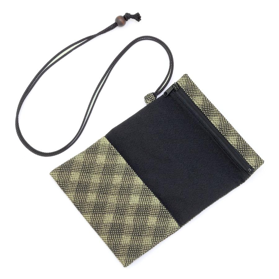 SOUBIEN（創美苑） 道中財布 黒 薄茶色 格子 チェック シルク印伝 正絹