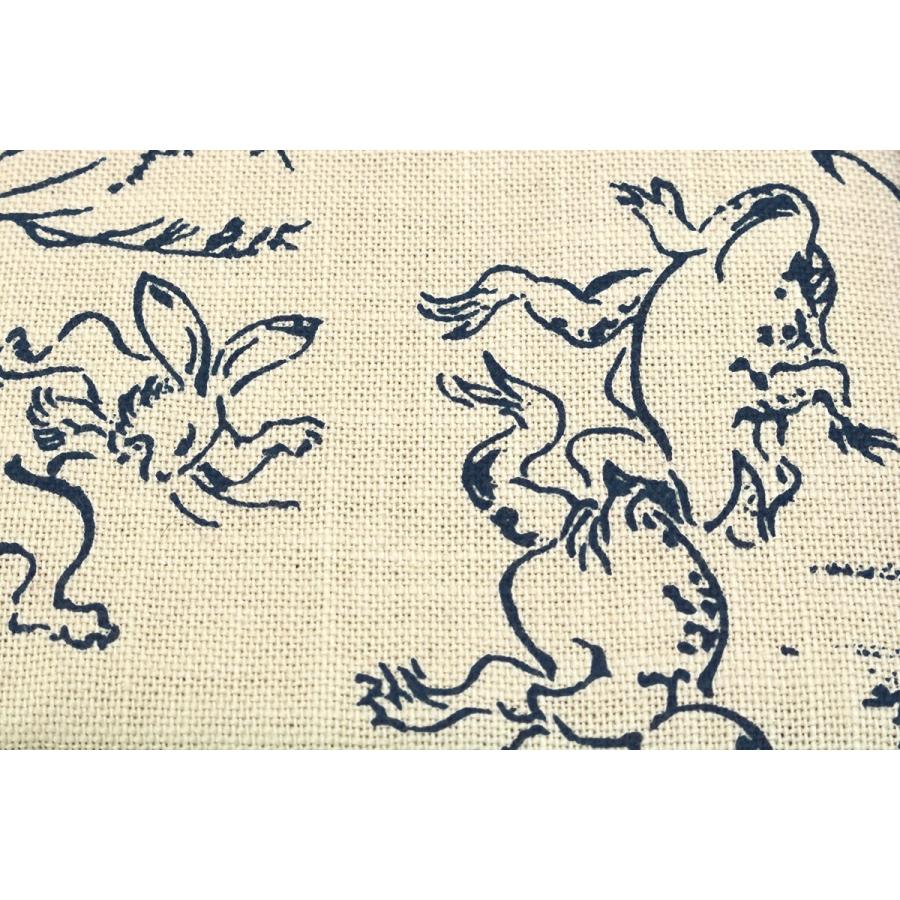 SOUBIEN（創美苑） 道中財布 生成り 紺 鳥獣戯画 ウサギ カエル 和柄