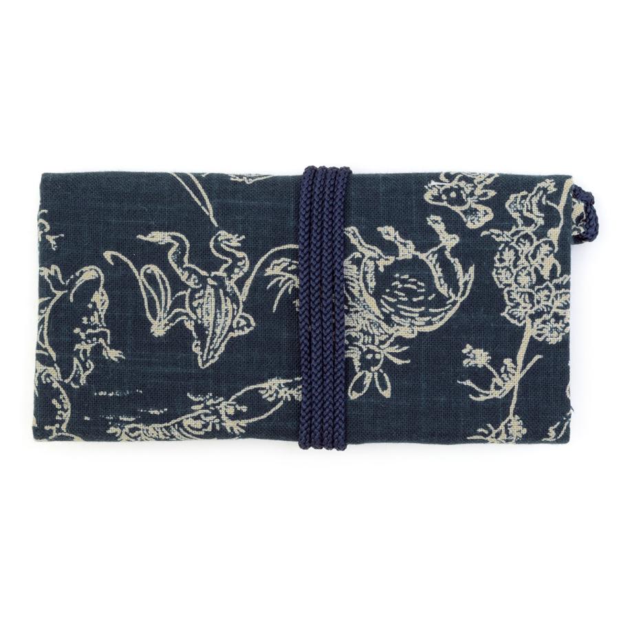 SOUBIEN（創美苑） 道中財布 紺 鳥獣戯画 ウサギ カエル 和柄 綿 ひも