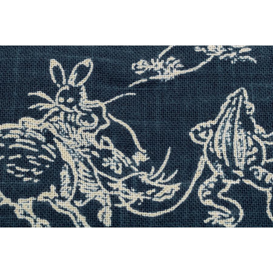 SOUBIEN（創美苑） 道中財布 紺 鳥獣戯画 ウサギ カエル 和柄 綿 ひも