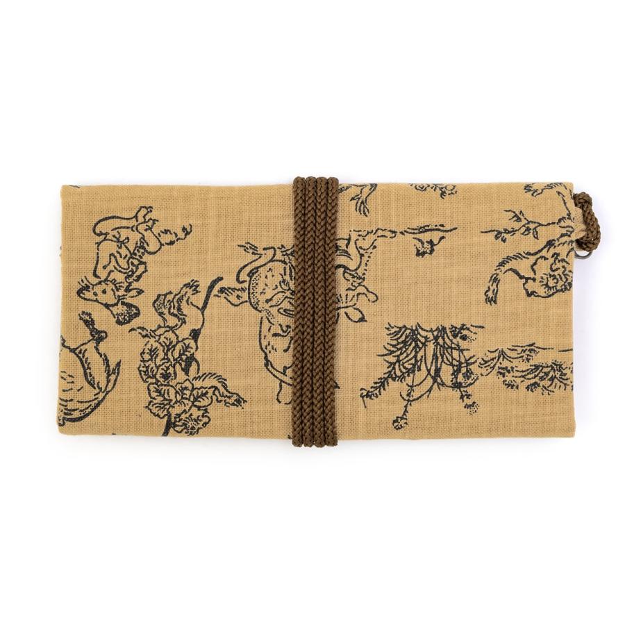 SOUBIEN（創美苑） 道中財布 茶 ブラウン 鳥獣戯画 ウサギ カエル 和柄