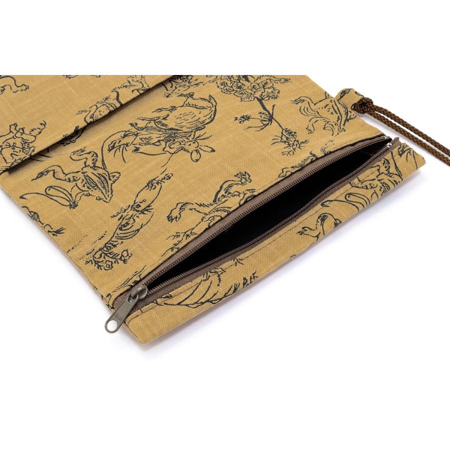 SOUBIEN（創美苑） 道中財布 茶 ブラウン 鳥獣戯画 ウサギ カエル 和柄