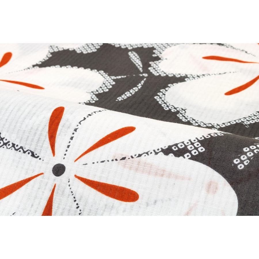 浴衣 レディース 灰色 グレー 白 ホワイト 桜 花 フラワー 綿 絽