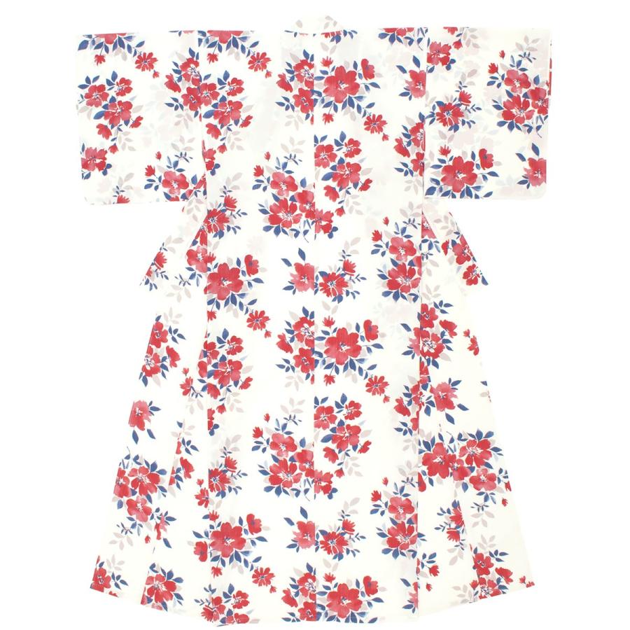 浴衣 レディース ホワイト 白 レッド 赤 椿 ツバキ 花 フラワー モダン