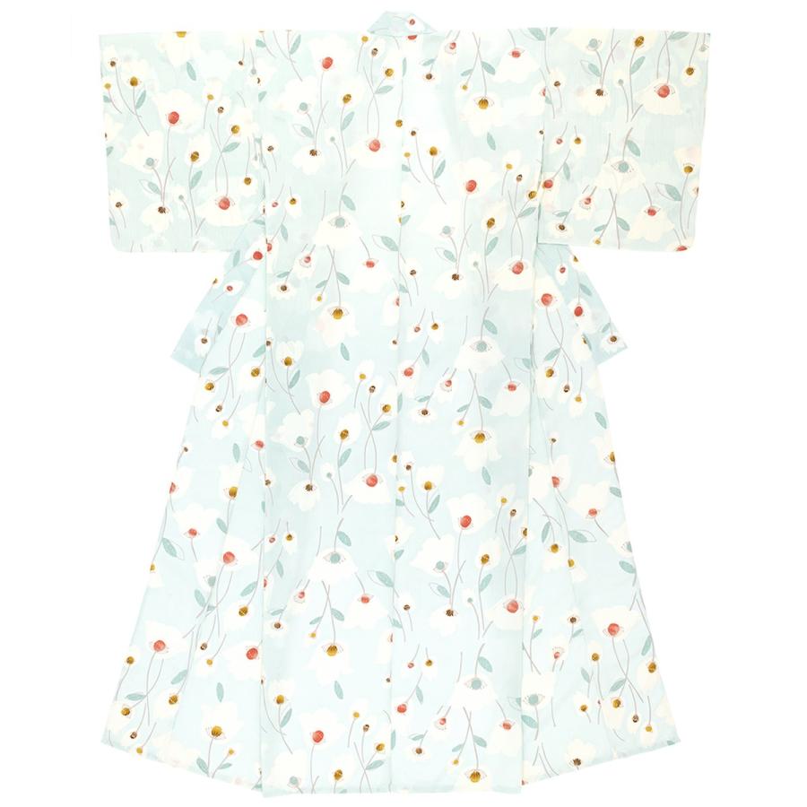 浴衣 レディース ブルー 水色 花 フラワー 可憐 変わり織り 夏祭り 花火大会 女性用 仕立て上がり 【Sサイズ】【フリーサイズ】【送料無料】 SOUBIEN（創美苑） 浴衣 レディース ブルー 水色 花 フラワー 可憐