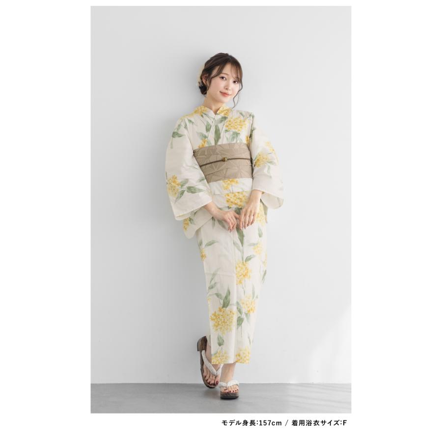 新品　SOUBIEN 浴衣・半幅帯セット イエロー系 SOUBIEN 浴衣 セット レディース 浴衣セット 半幅帯 2025 綿麻 3