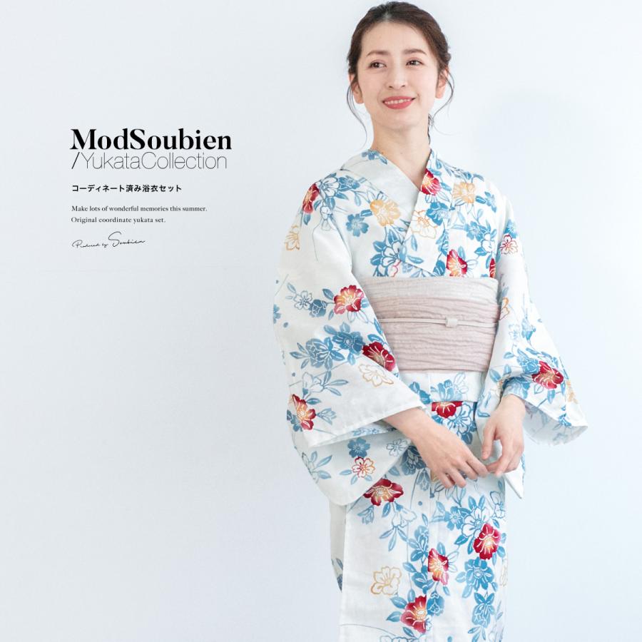 SOUBIEN（創美苑） 浴衣 レディース 浴衣セット 夏 大人 F 3点