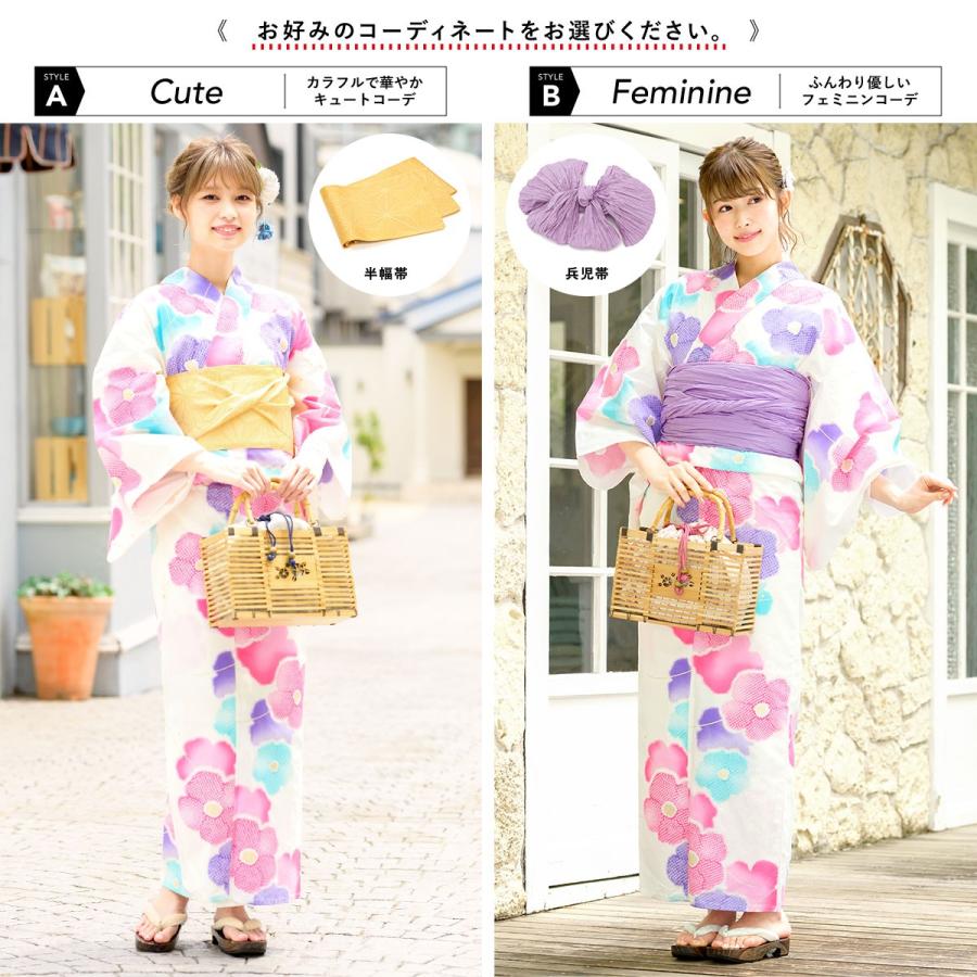 SOUBIEN 浴衣 レディース セット レトロ 作り帯 浴衣セット 大人