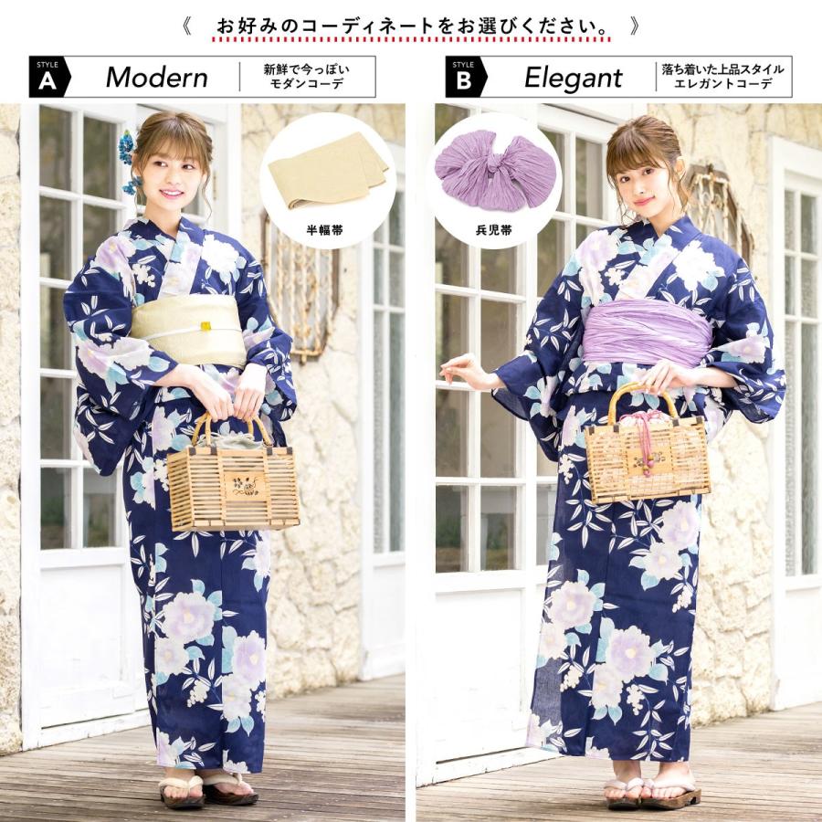 SOUBIEN（創美苑） 浴衣 レディース セット レトロ 作り帯 3点セット