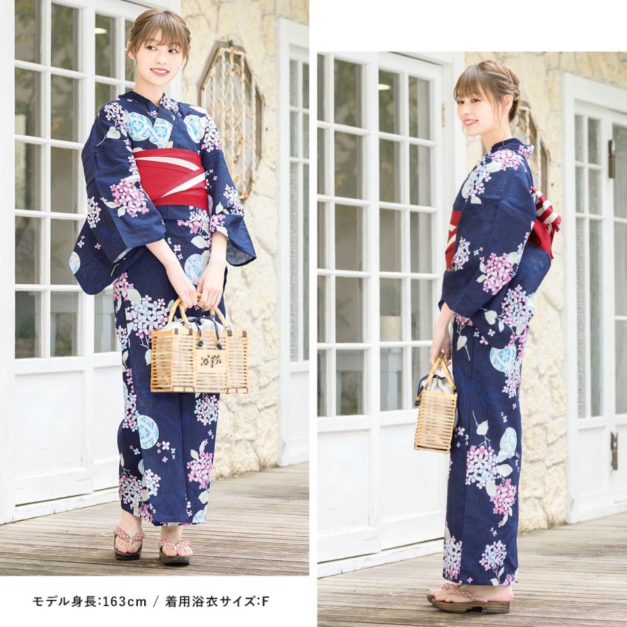浴衣 レディース セット レトロ 作り帯 3点セット 浴衣セット 40代 紺 ネイビー 赤 紫陽花 鞠 縞 綿 ラメ 女性 ボヌールセゾン S フリー 送料無料 Yuset K3 Brand935ok きもの館 創美苑 通販 Yahoo ショッピング
