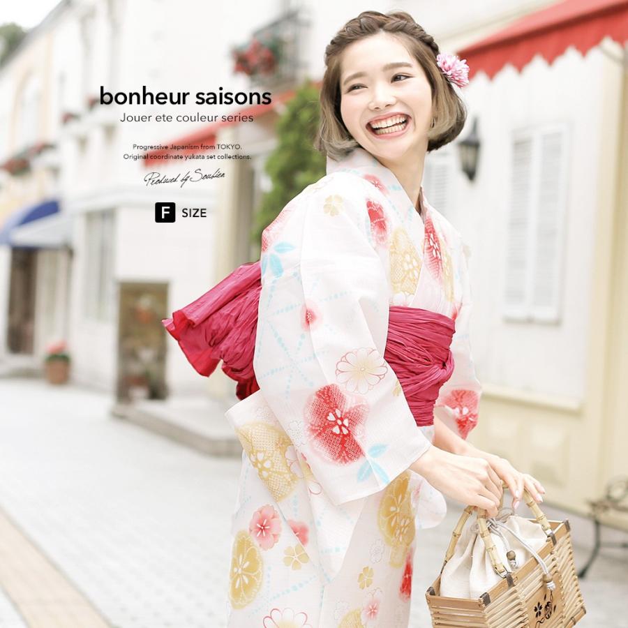 浴衣 レディース 3点セット 浴衣 兵児帯 下駄 Bonheur Saisons ボヌールセゾン クリーム ピンクマゼンタ 菊 水風船 水玉 金魚 ラメ 綿 フリー 送料無料 Yuset N3 Brand1098ok きもの館 創美苑 通販 Yahoo ショッピング