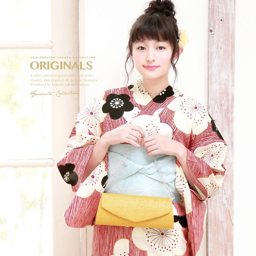 浴衣 レディース 3点セット 浴衣 半幅帯 下駄 赤 レッド 梅 花柄 縞 ストライプ ポップ 古典 レトロモダン Yuset R1 Brand964ok きもの館 創美苑 通販 Yahoo ショッピング